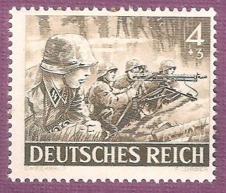 Dr Nazi 3rd Reich Rare Ww2 Wwii Stamp Waffen Ss Stormtroopers With Mg34 Camo War