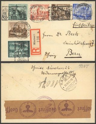 Germany Wwii 1940 - Registered Cover Munich To Bern Switzerland 36730/1