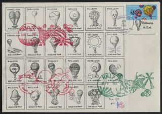 H.  N.  Local Post Balloon Stamps Cover Birmingham Michigan