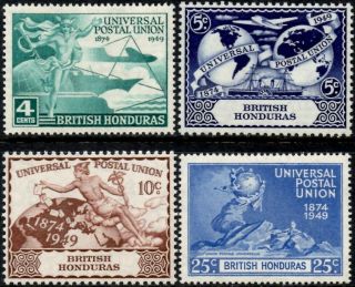 British Honduras 1949 Kgvi 75th Anniversary Of The U.  P.  U.  Sg.  172/175 (mnh)
