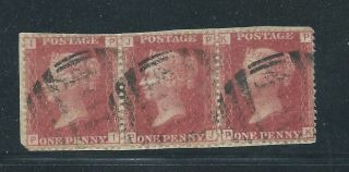 Queen Victoria Stamps Penny Red Strip Of 3 On Paper R3867j