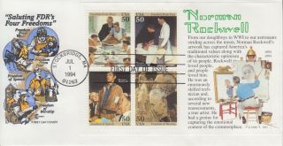 1994 2840 50c Norman Rockwell Souvenir Sheet Of 4 Fdc Cover Craft Cachet Ua Gem