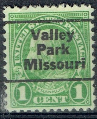 Us:1922 - 26 1c Franklin With Valley Park Mo.  (l - 1 Ts) Scarce Local Precancel.