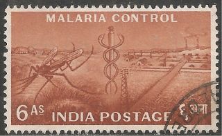 India Stamp - Scott 261/a113 6a Yellow Brown Canc/lh 1955