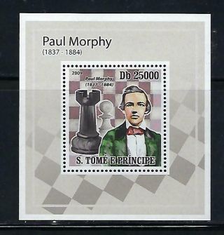 A650 Nh 2009 St.  Thomas Deluxe Souvenir Sheet Of Chess Champion Paul Morphy