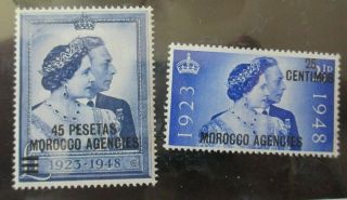Morocco Agencies 1948 Silver Wedding Stamps,  93 - 94,  Mnh,  Cv $21.  00