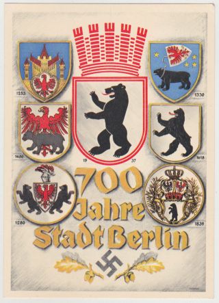Germany Dr 1937 Illustr.  Pc (700 Yrs.  Berlin) Ambulant Postmark