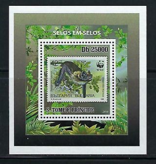 A578 Nh 2010 St.  Thomas Deluxe Souvenir Sheet Of Stamp On Stamp Wwf Bat