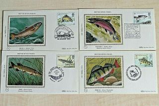Benham Silk First Day Covers British River Fishes 1983 4 Covers