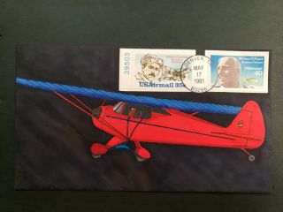 1991 Us Piper Aviation Fdc Hand Painted Russ Benning