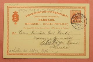 Dr Who 1906 Denmark Postal Card Thisted To Croatia 118551