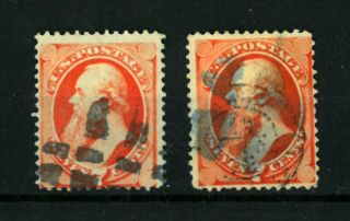 Us Stamps Scarce - 2 X 7c Vermilion Vf See 2 Scan