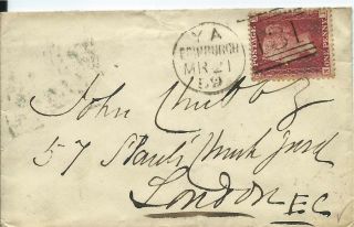 Gb 1859 1d Red Stars Cover With Boxed Charlotte Place Edinburgh To London