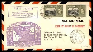 Mayfairstamps Trinidad And Tobago 1941 Port Of Spain First Flight To Bathurst Co