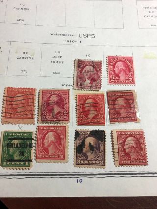 Us George Washington Stamp Lot 10 Stamps 1,  2,  3 Cents.