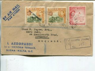 Malta Airmail Cover To England 1956