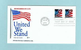 U.  S.  Fdc 3550 C Cachet - The United We Stand Flag Stamp