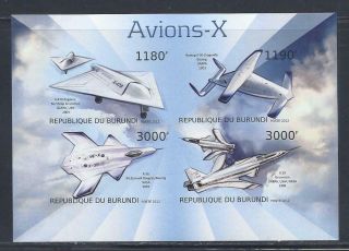 D1364 Nh 2012 Sheet Of 4 Imperf.  Unusual Jet Airplanes Souvenir Sheet