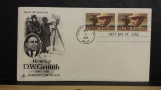 Fdc 1555 10c D.  W.  Griffith Motion Picture Pioneer Pair Artcraft Cachet