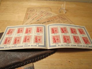 War Ration Book No.  3 & Leather Pocket Pouch Postal Savings Plan & Defense Stamp 3
