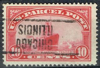 Us: 1913 10c Parcel Post (q - 6) With Chicago Il Inverted Precancel (l - 4) High Cv