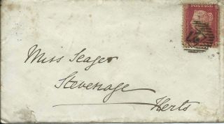 Gb 1859 1d Red Stars Cover With London 27 Numeral To Stevenage