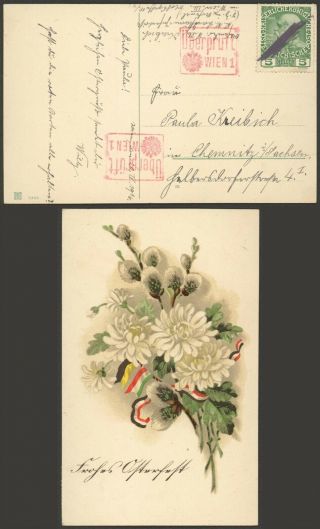 Austria Wwi 1916 - Postcard To Chemnitz Germany - Censor 37160/7