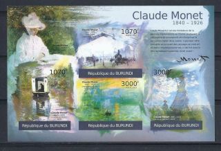 D1728 Mnh 2012 Sheet Of 4 Imperf Painting By Artist Claude Monet Souvenir Sheet
