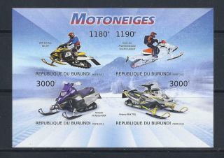 D1703 Nh 2012 Sheet Of 4 Imperf.  Sports Ski Mobiles Souvenir Sheet