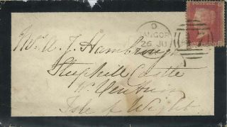 Gb 1861 1d Red Stars Mourning Cover With Bangor 47 Duplex To Ventnor Iow