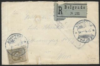 Serbia 1919 Registered Cover With Label