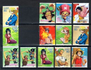 Japan 2011 Animation No.  15 One Piece 10 Diff.  Stamps 32.