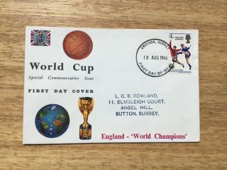 1966 Fdc World Cup Special Commemorative Issue England World Champions