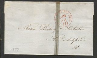 1847 Folded Letter 10ct Rate St.  Louis Mo.  To Philadelphia,  Pa Letter Inclosed