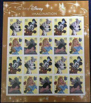Us Stamps The Art Of Disney Imagination 42c X 20 Excellant 81119005