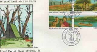 Van Natta Boy Scouts Camp Fire Year Of Youth Hand Painted Hp First Day Cover Fdc
