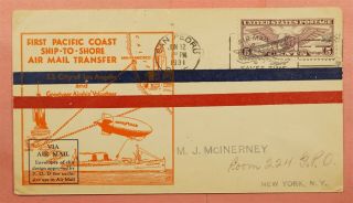 1931 SIGNED FIRST SHIP TO SHORE AIRMAIL SAN PEDRO CA SS CITY OF LOS ANGELES 3