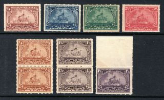 Proprietary Battleship Revenue Stamps,  Selection Of Singles And Pairs