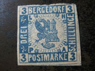 Bergedorf German States Mi.  4 Scarce Stamp Cv $36.  00