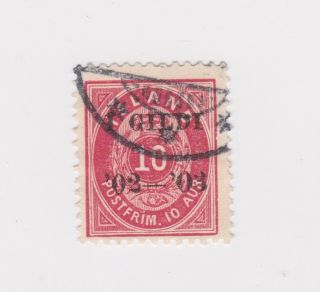 Iceland - 1902 Fine Use 10 Aur Red Black Overprint Perf 12 1/2 X 12 1/2.  Facit 53