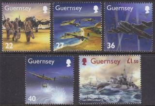 Guernsey 2002 World War Ll Memories Set Um Sg979 - 83 Cat £6.  50