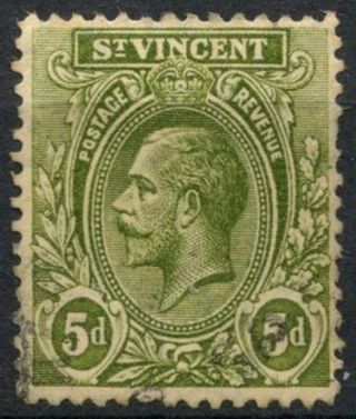 St.  Vincent 1913 - 17 Sg 114,  5d Olive - Green Kgv Wmk Crown Ca D83936