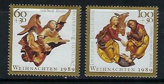 D9518 Nh 1989 Germany Sc B685 - 6 $2.  85 Set Of 2 Christmas Wood Carving Angel
