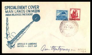India Moon Landing Commemorative Ann Montgomery Auotographed 1969 July 20 Cover