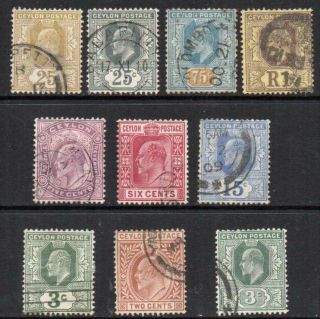 Ceylon Group Of 10 Various K.  E Good To Very F.  Sound Collectable Stamps