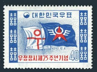 Korea South 297,  Mnh.  Michel 295.  Korean Postal System,  75th Ann.  1959.  Flag.