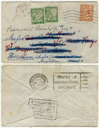 Gb To France Postage Dues Redirected,  Returned 1934