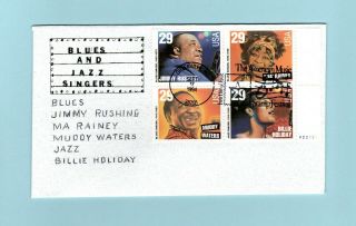 U.  S.  Fdc Art Sullivan Cachet - Four Stamps From The Jazz Singers Set No.  1