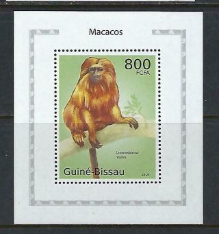 A703 Mnh 2010 Guine - Bissau Deluxe Souvenir Sheet Monkey Leontopithecus Rosalia