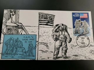 Another Us Fdc 1989 $2.  40 Moon Landing Hand Painted Remmick Cachet Local Post